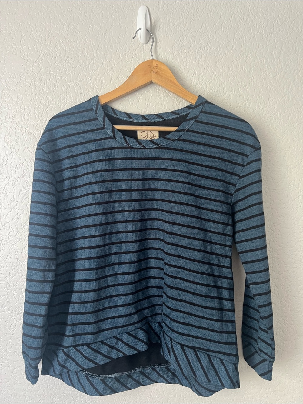 Chaser Small NEW Long Sleeve Tee Striped Blue & Black Pullover
